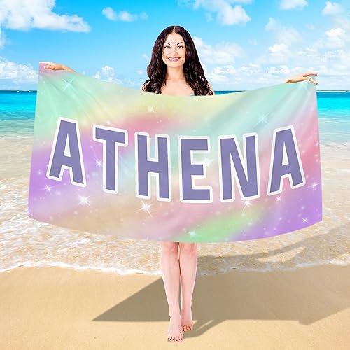 Miniatura 1 de Toallas de playa personalizadas de gran tamaño para adultos, toallas de playa personalizadas con nombre, toalla de playa de secado rápido para