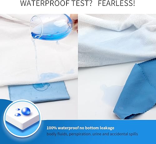 Miniatura 4 de Letech+ Protector de colchón impermeable ajustado, tamaño individual XL, 100% algodón de rizo suave y transpirable, funda de colchón, bolsillo