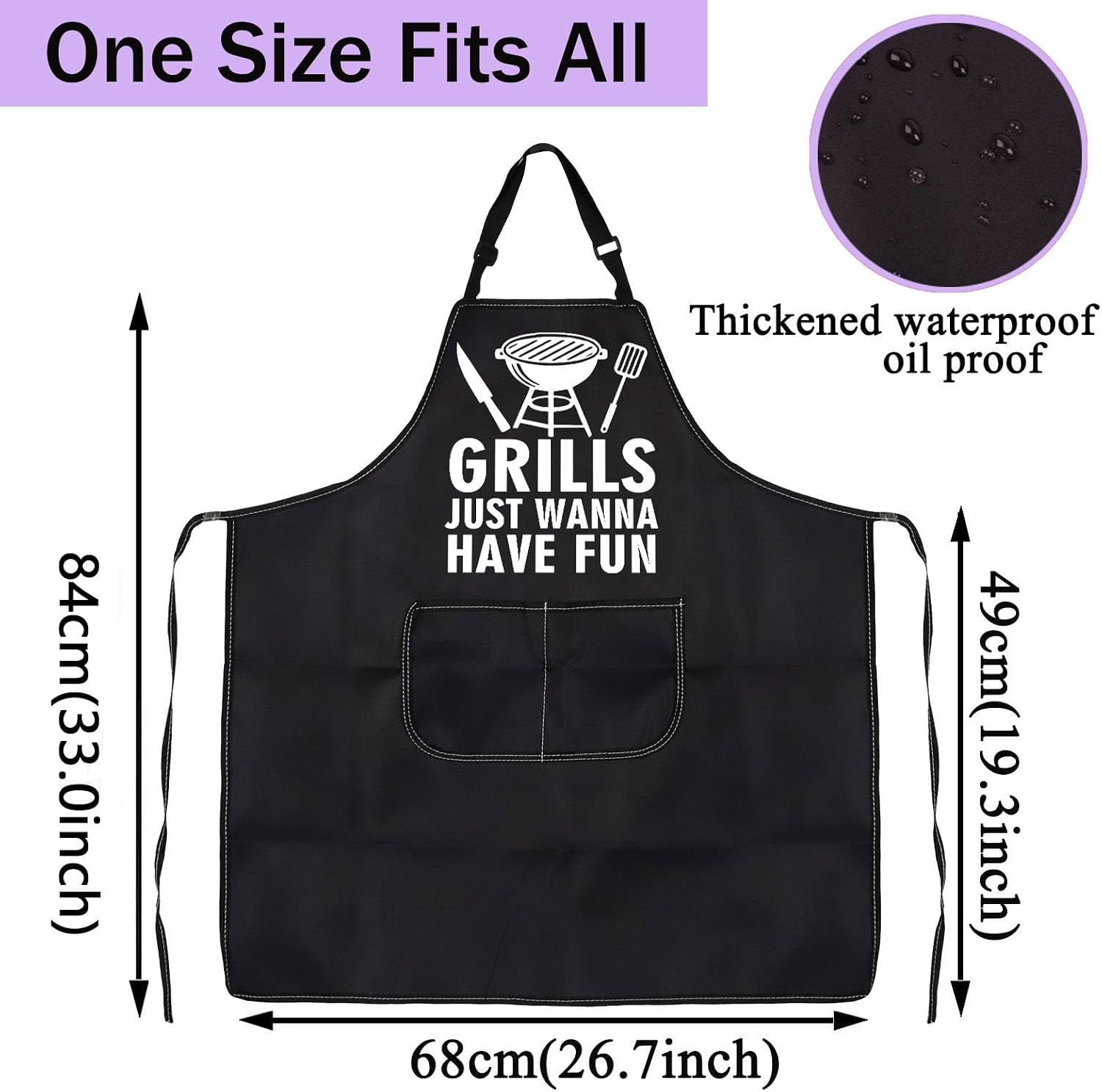 CENWA Chef Gift Grills Just Wanna Have Fun Adjustable Apron For BBQ Grill Master