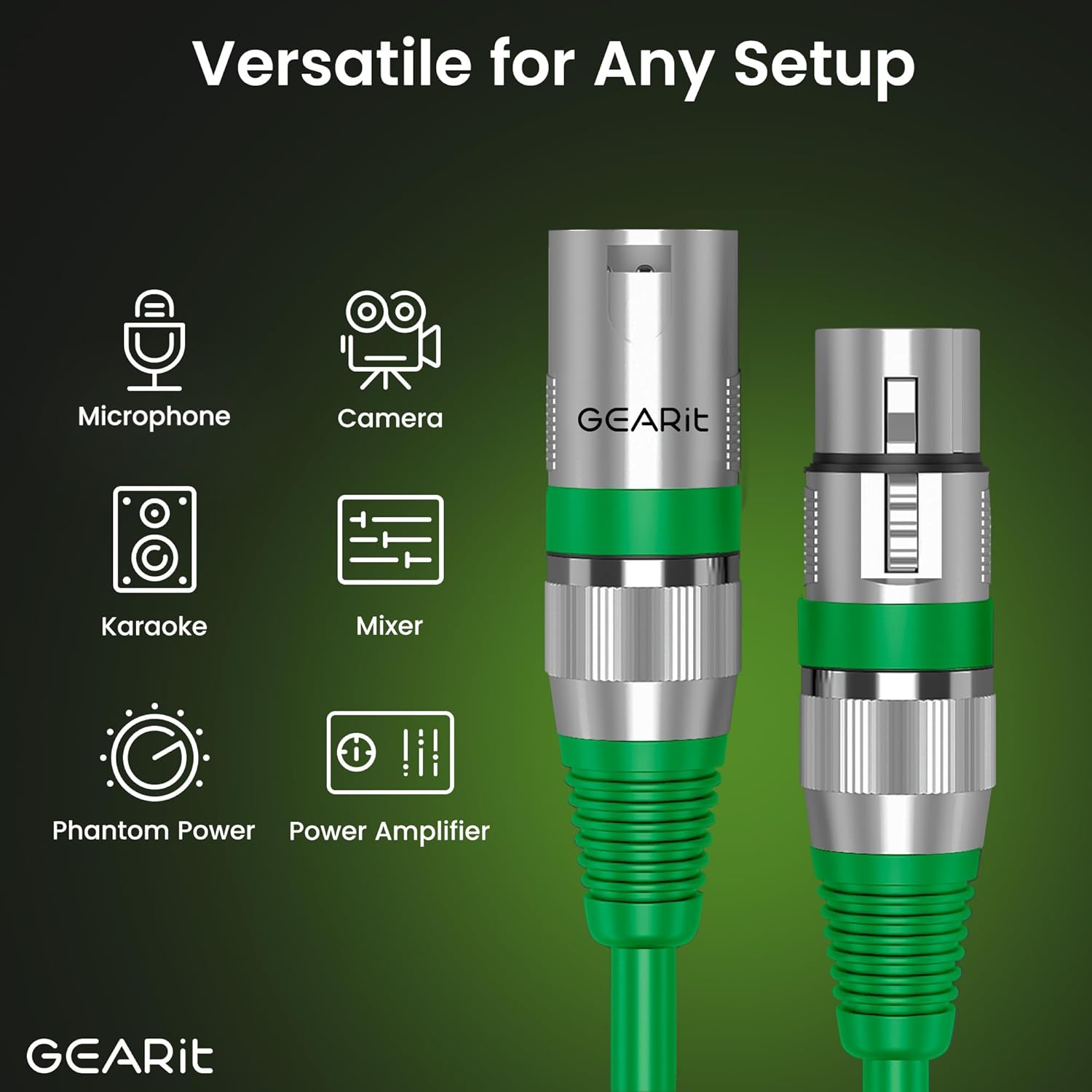 GearIT XLR to XLR Microphone Cable (20 Feet, 6 Pack) XLR Male to Female Mic Cable 3-Pin Balanced Shielded XLR Cable for Mic Mixer, Recording Studio, Podcast - Multi Colored, 20Ft, 6 Pack