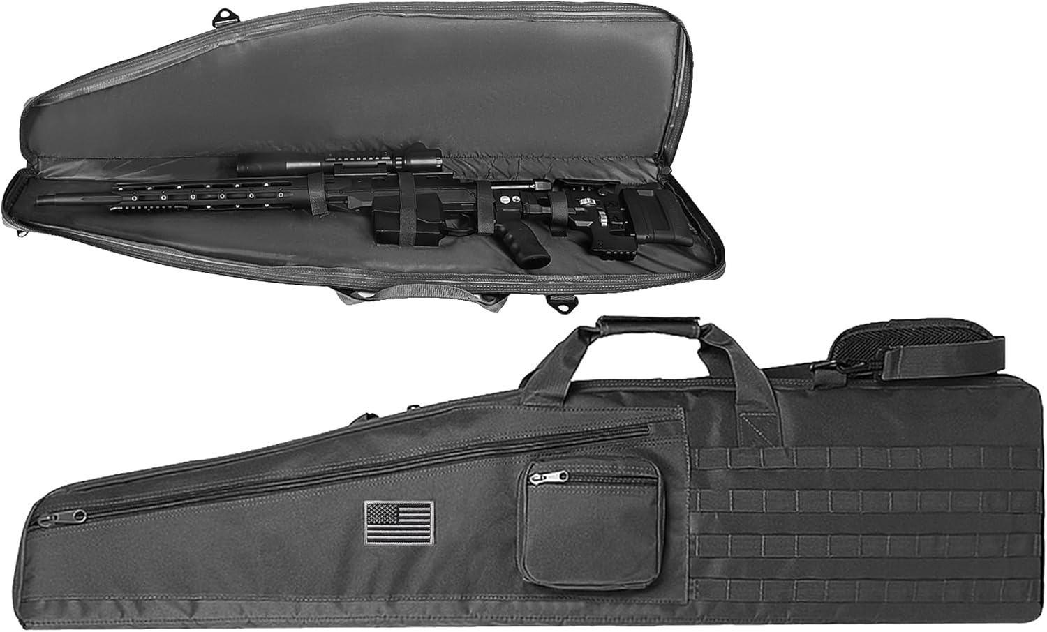 DBTAC Soft Single Shotgun Rifle Case for Range Shooting Outdoor Hunting | 45" Tactical Long Gun Carry Bag for Scoped Rifles with 2x Accessory Pockets | US Flag Patch included
