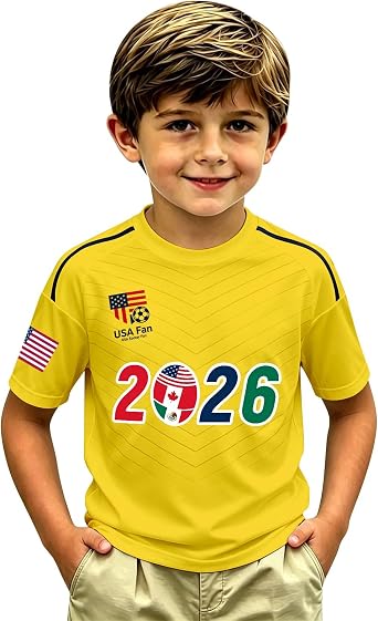 2026 Soccer Cup Shirt for Kids Funny USA Canada Mexico Flags T-Shirt Soccer Graphic Short Sleeve Tees Tops