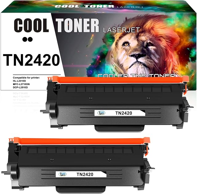 Cool Toner TN2420 Compatible Toner Cartridge Replacement for Brother TN2420 TN-2420 TN2410 TN-2410 MFC-L2710DW HL-L2350DW DCP-L2530DW MFC-L2710DN MFC-L2750DW HL-L2375DW HL-L2310D Ink (Black, 2-Pack)