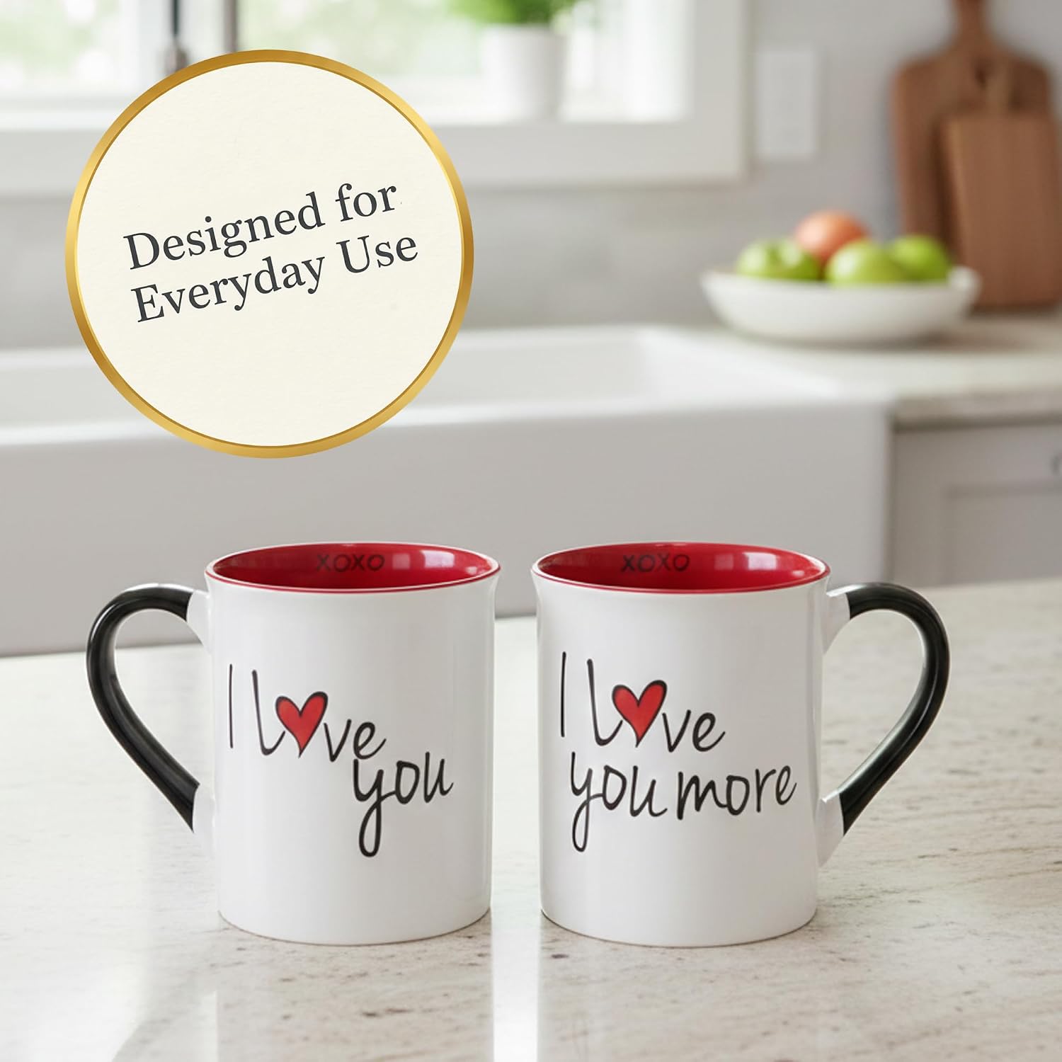 Cottage Creek Mugs | Mug Set of 2 16oz. Ceramic Coffee Cups | I Love You More Coffee Mugs for Men and Women | Perfect Couples Engagement, Bridal Shower, Wedding & Valentine's Day Gifts