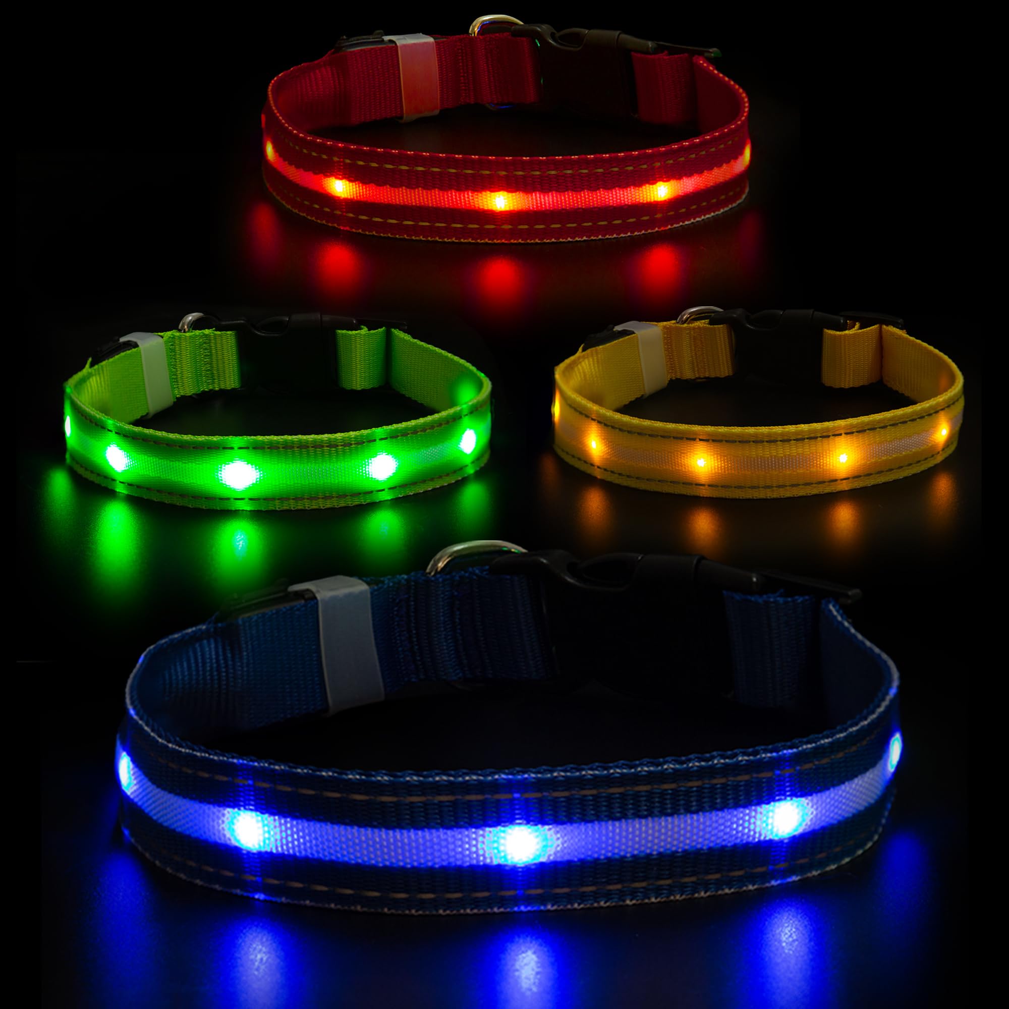 Albert Austin Light Up Dog Collars for Night Walking Ultra Bright LED Dog Collar with 3 Flashing Modes and 8 Hour Working Time USB Rechargeable Waterproof Adjustable Dog Collar (Blue, L (48-60cm))