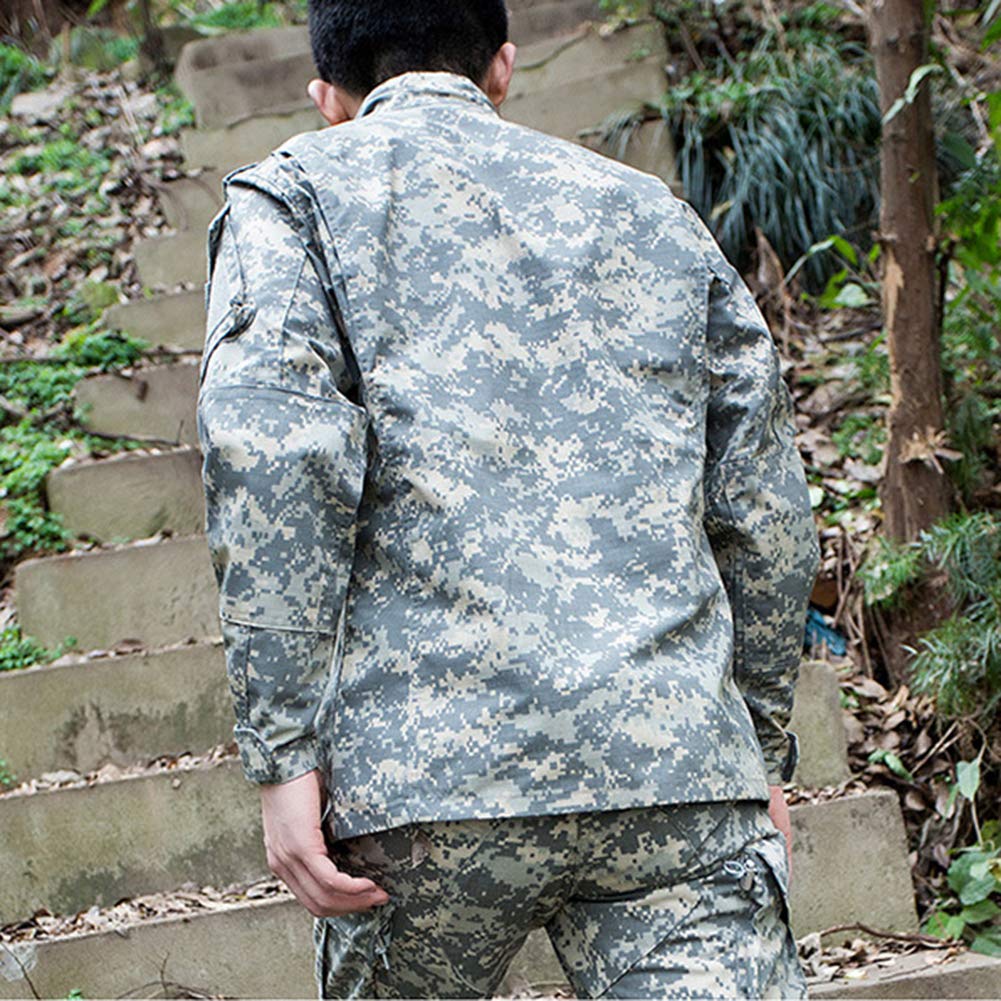 Hommes Tactique Uniforme, 2 Pièces Tenues de Combat, Veste Militaire Multi-Poches & Pantalons Armée Costume pour lAirsoft Paintball Chasse Jeu de Guerre Escalade Woodland