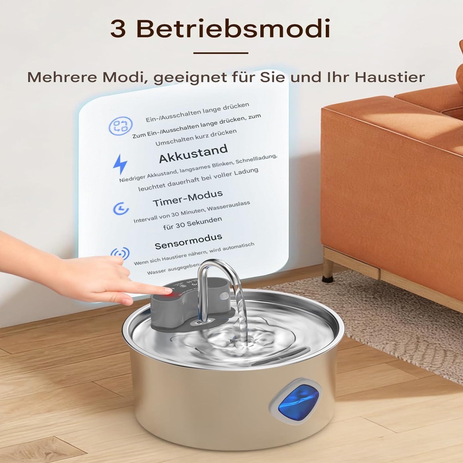 Vetiflow Hundebrunnen, 3,2-Liter-Intelligenter Trinkbrunnen, 4-stufiger Filterung | Leiser, zirkulierender Wassernapf aus Edelstahl 304 für Hunde (1pcs+Individual Filter cartridges (8+4))