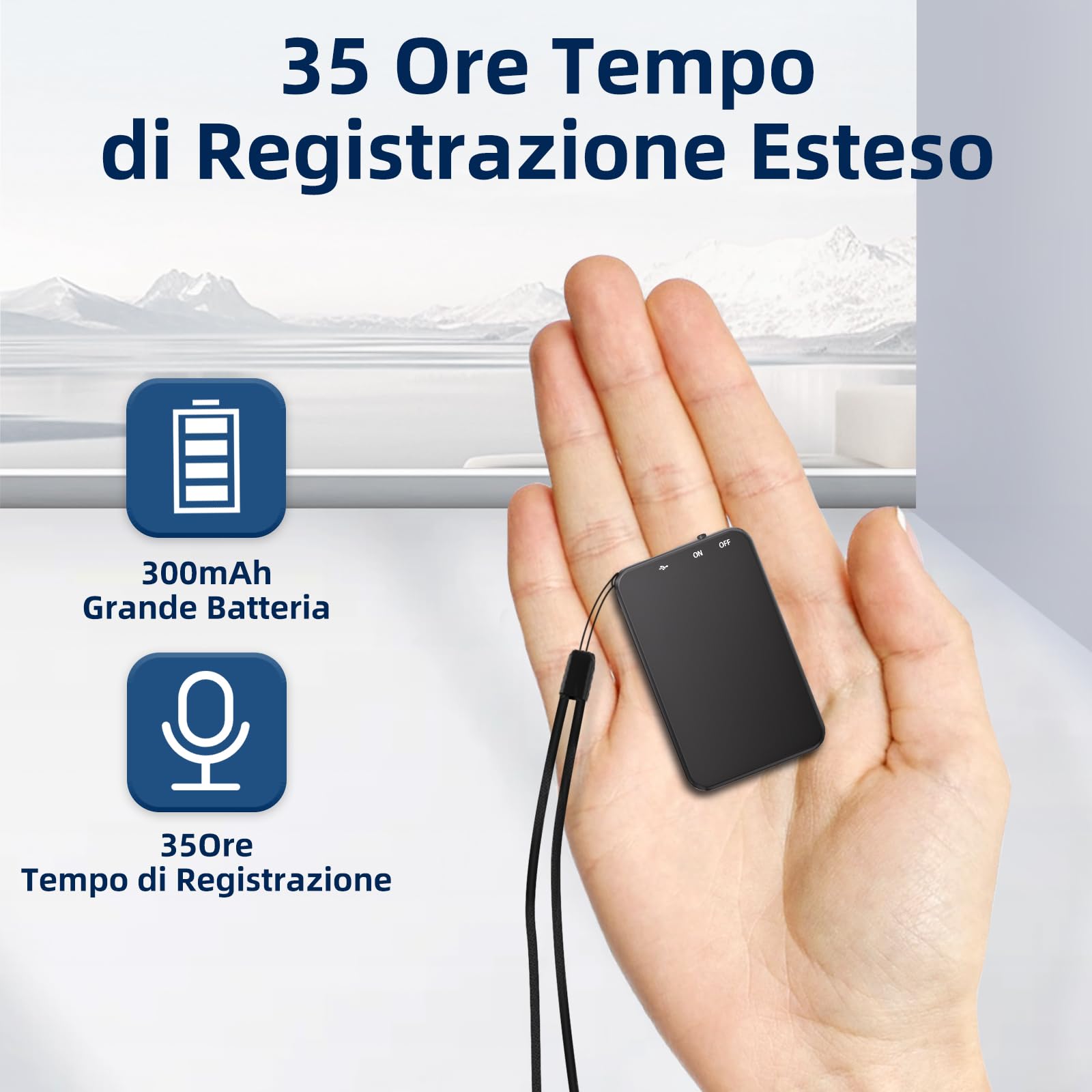 64GB Registratore Vocale, 1536Kbps Mini Registratore Professionale ad Attivazione Vocale con 35 Ore, Riduzione del Rumore per Università Conferenze Riunioni