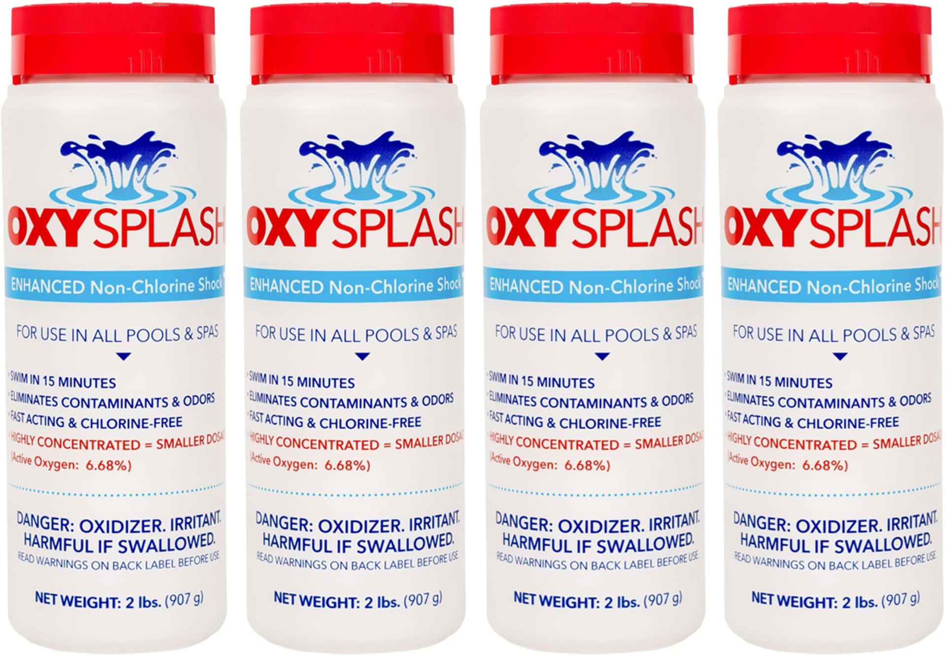 API OXSP2 Oxy Splash Water Treatment for Swimming Pools, Spas, and Hot Tubs to Eliminate Contaminants and Odors, 2 Pounds (4 Pack)