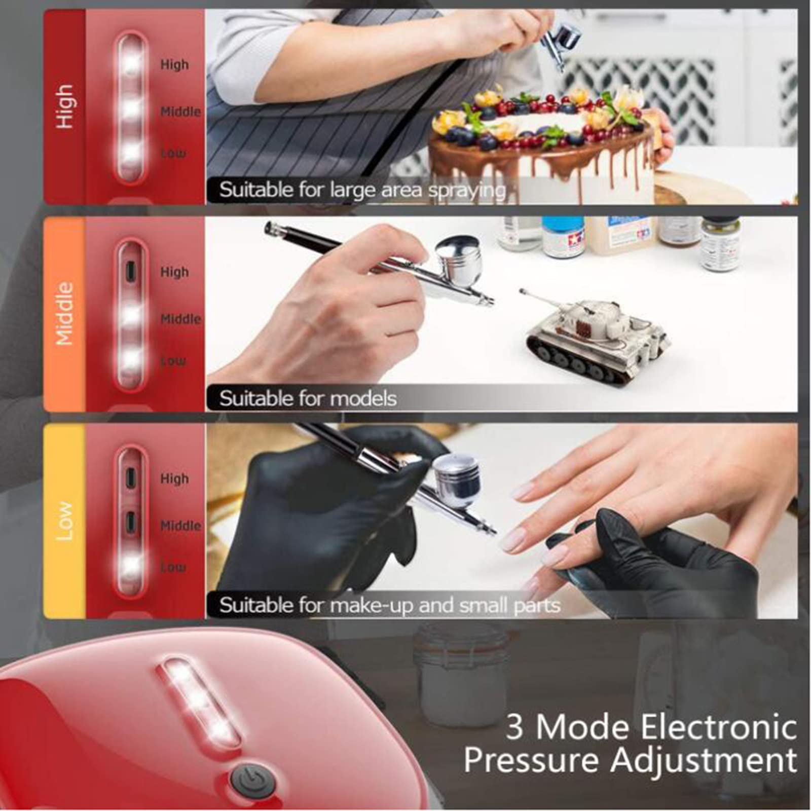 Kit aérographe double action pour maquillage, peinture artistique, tatouage, décoration de gâteau et manucure