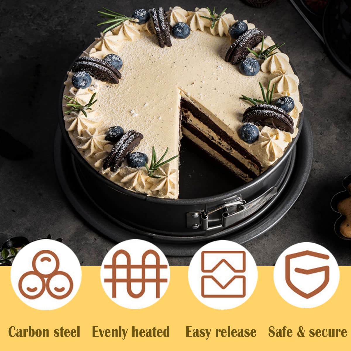 MOUYAT Kuchenform-Set Aus Metall – 6 Springformen 18-28 Cm Mit Antihaft & Abnehmbarem Boden