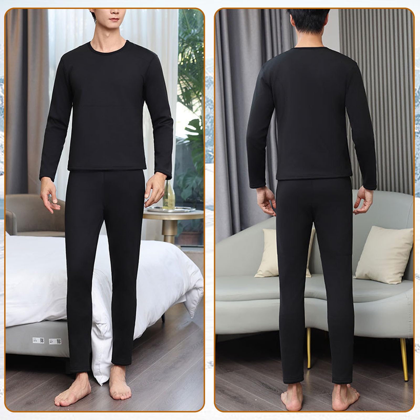 Beheizbare Unterwäsche Für Männer Und Frauen Thermo-Langunterhose Set Fleece-Gefüttertes Langarm-Oberteil & Unterteil Basisschicht