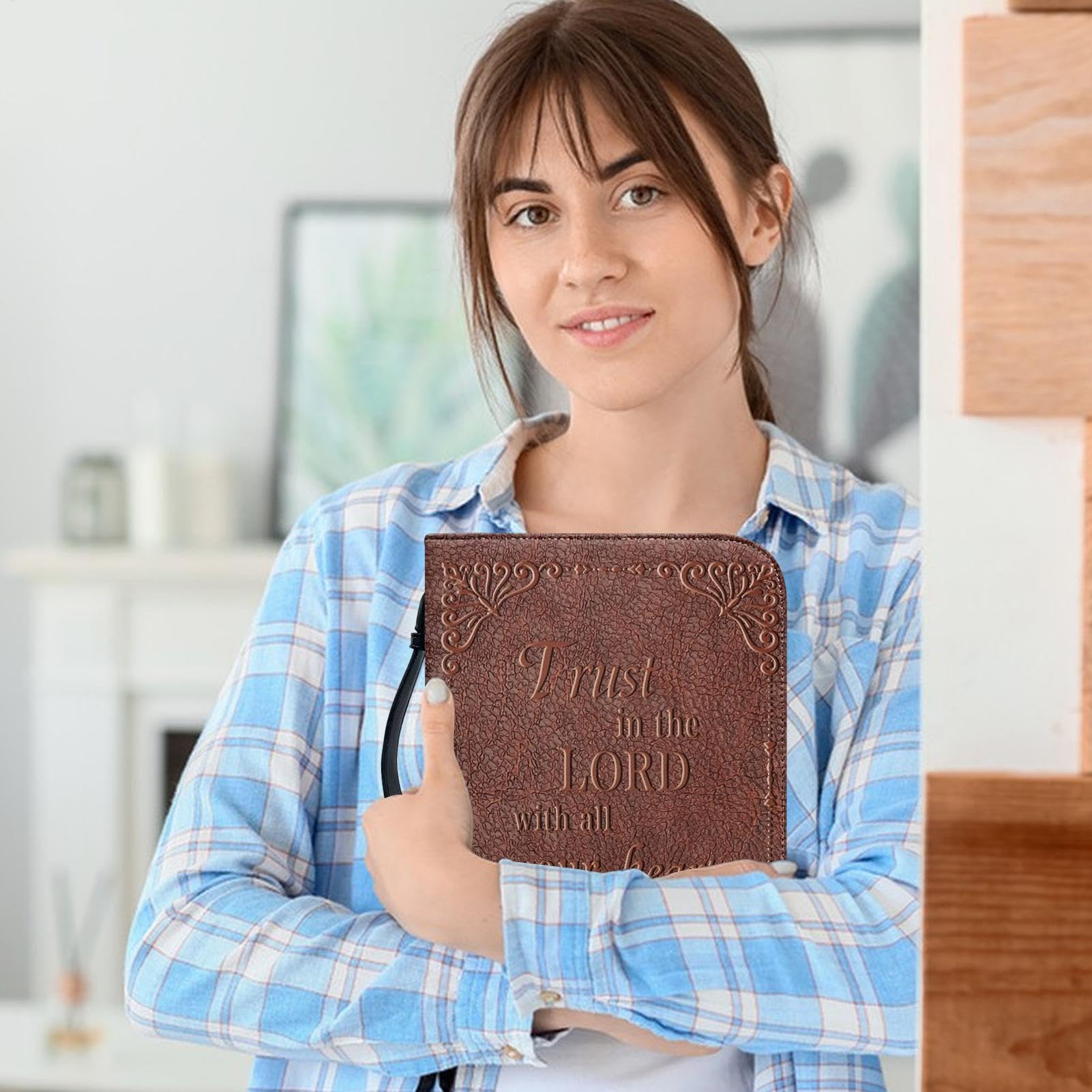 Bibel-Tragetasche, Bibeltaschen für Frauen, Bibel-Tragetasche aus PU-Leder mit Griff, Tragbare Tragetasche, Kirchentaschen mit Griff für Gottesdienst und Bibelstudium