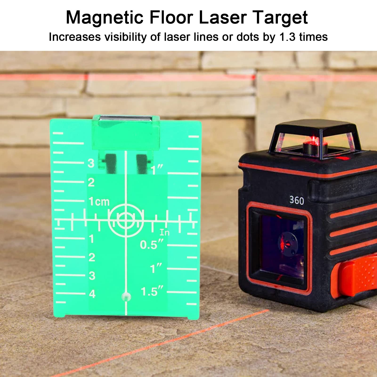 ANKROYU Lasers Target, Plastic Lasers Leveling Target with Bracket Inch Metric Scale, Magnetic Lasers Target Plate, Magnetic Floor Lasers Target for Beam Lasers Levels(Green)