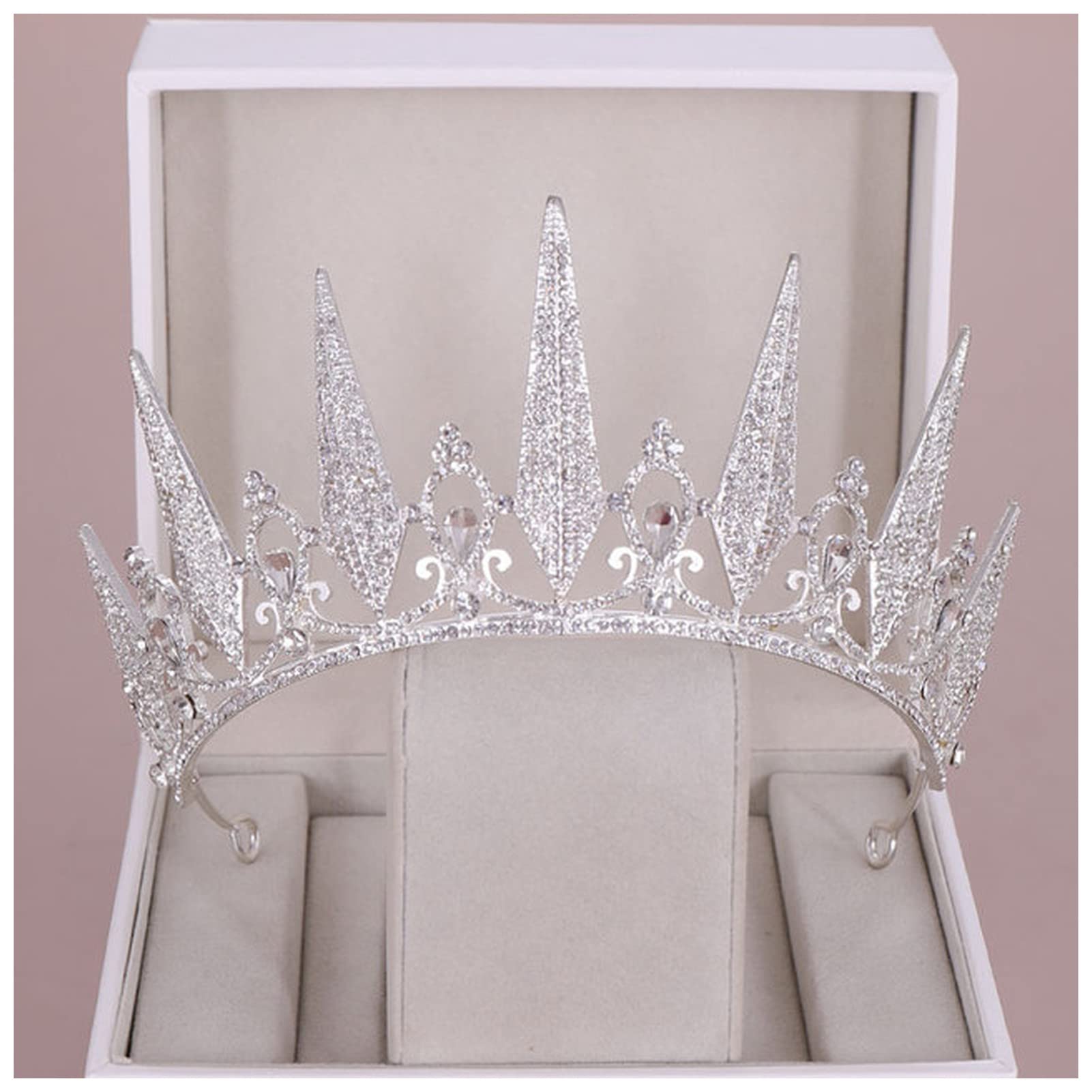 Queen Crown Crown Wedding Hair Accessories Crystal Queen Crown For Bridal Tiara And Crowns Headpiece Hair Jewelry Black Rhinestone Snow Queen Crown (Size : Silver)