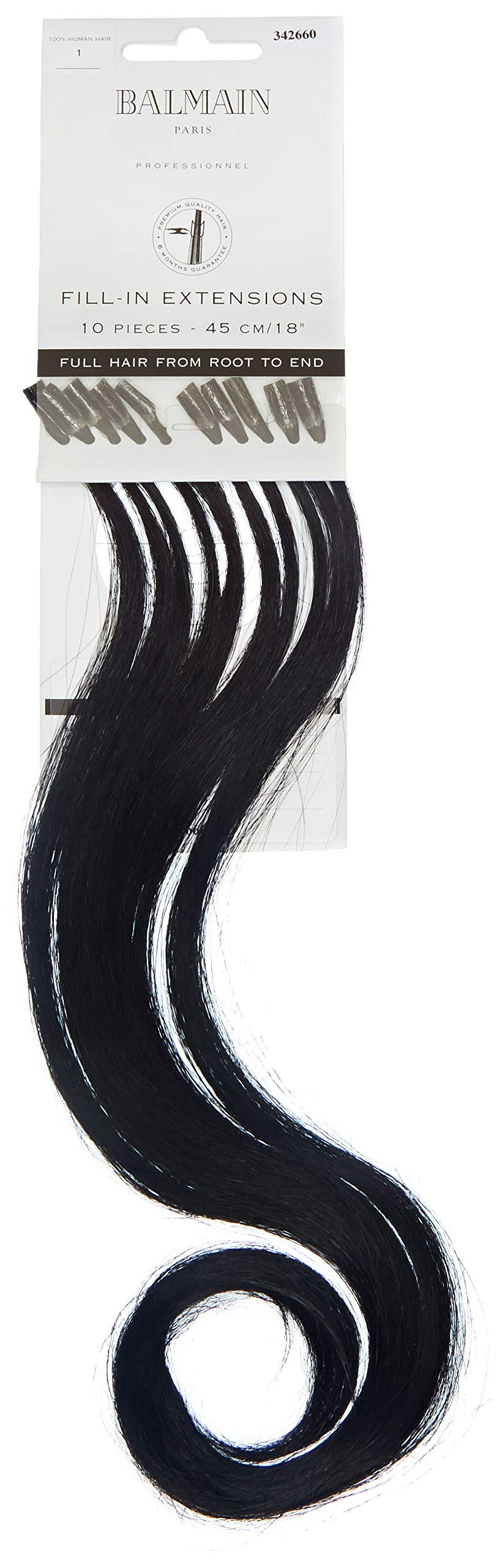 BalmainFill-In Extensions Human Hair 10-Pieces, 45 cm Length, Number 1 Black, 0.04 kg