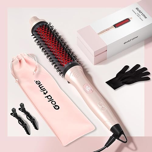 Miniatura 8 de Cepillo térmico infrarrojo de 1.65 pulgadas, iones negativos de 328.1 ft, cepillo redondo 2 en 1 para rizar y alisar, 6 ajustes de calor