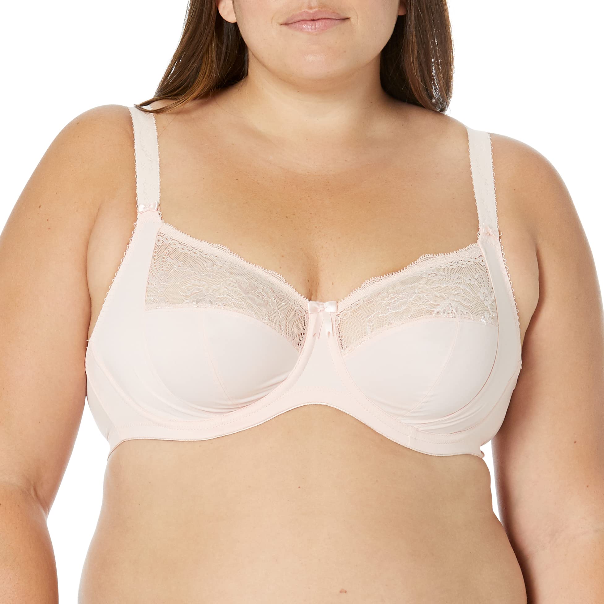 Elomi Womens Morgan Banded Bra: Comfort & Support. Three-Section Cup, Side Frame, Stretch Lace. Solid Color Bra Dd+ BrasFull Coverage Bra