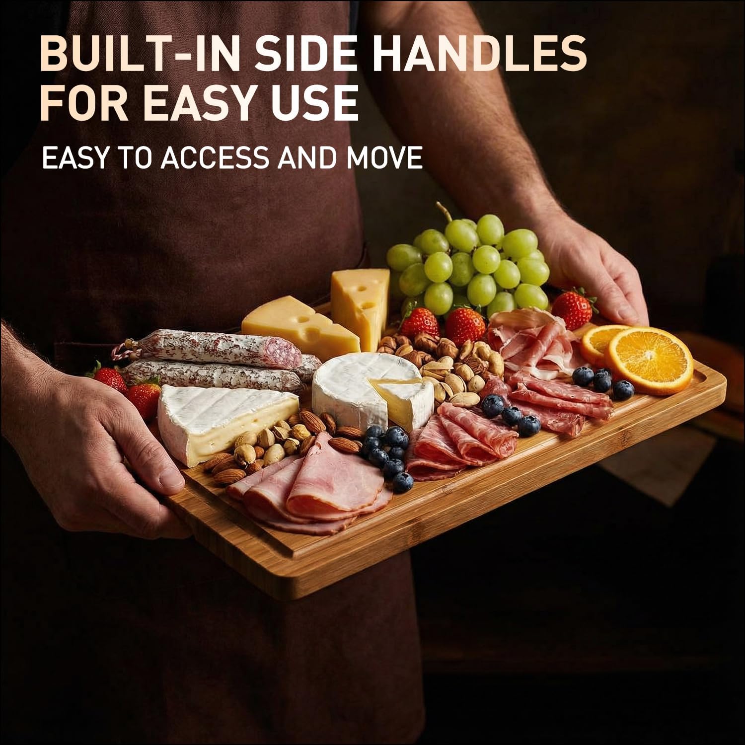 3 Pack Non Toxic Bamboo Cutting Board Set with Non Slip Feet and Juice Groove Solid Wooden Chopping Boards for Kitchen Meat Hard Large Wood Cutting Board Serving Bread Charcuterie Boards Butcher Block