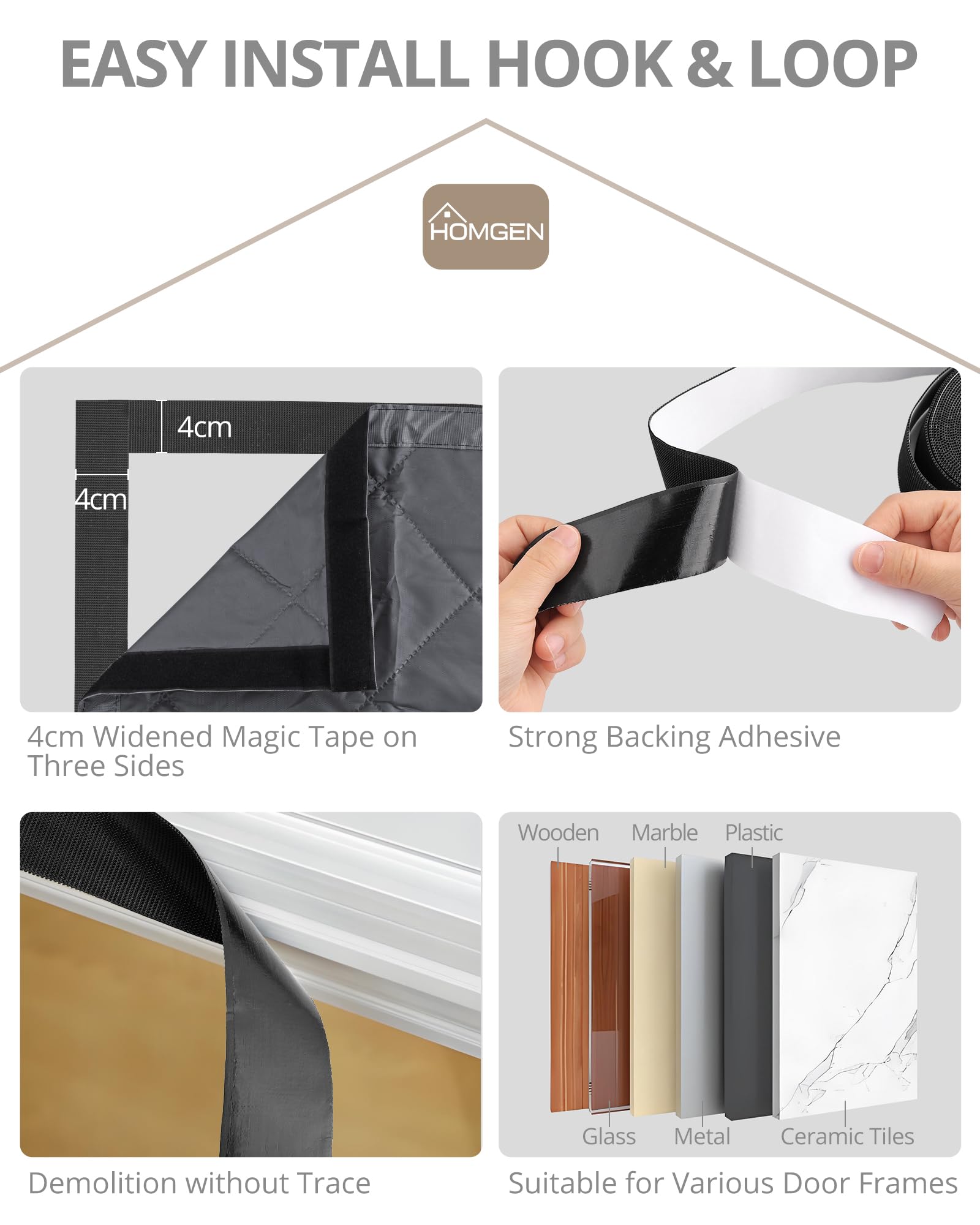 HOMGEN Magnetic Thermal Insulated Door Curtain for Winter, 97x208cm Visible No Drilling Door Covers - Image 4