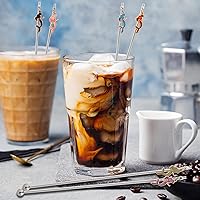 Vista 5 de 6 unidades de agitadores de cóctel Swizzle Sticks de acero inoxidable de 7.5 pulgadas para bebidas de café con dijes de sirena colgantes