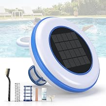 Solar Pool Ionizer, Upgraded 1.8W Solar Panel & Long-Lasting 1lb Copper Anode, Mineral-Based Water Purifier for Pools up to 45,000 Gallons, Reduces Chlorine Use by 85%, Includes Brush & Test Strips