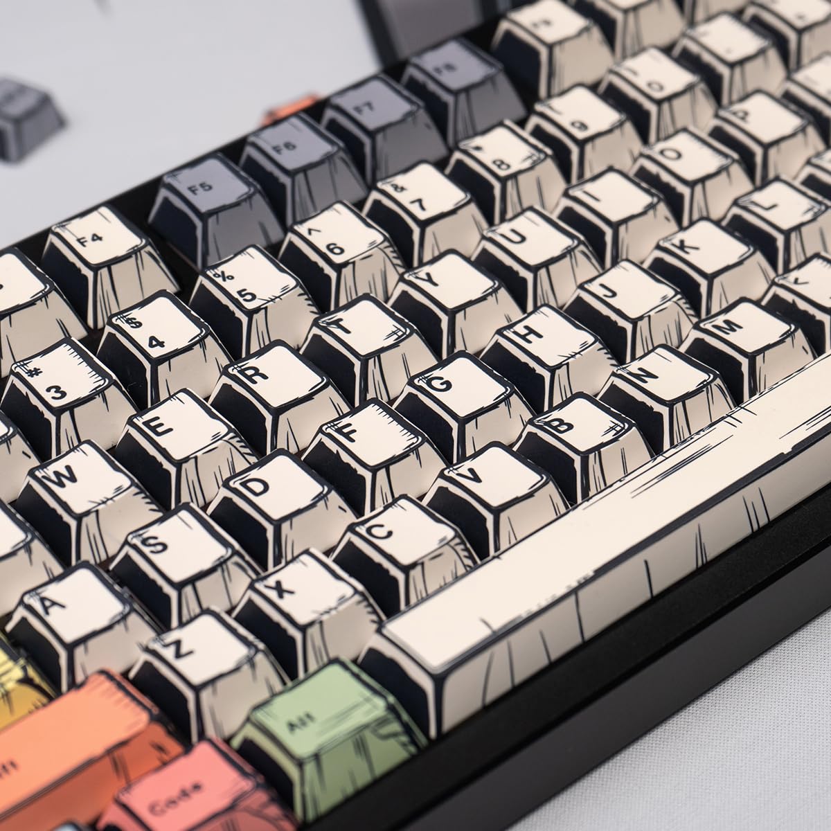 Sumgsn Lot Complet de 150 Touches Manga PBT Dye Sub Cherry Profile Touches en Toile pour claviers mécaniques Cherry MX 60%, 65%, 75%, 95%