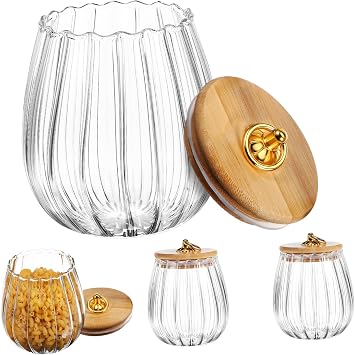 4pcs Glass Petal Jars Lids Sugar Jar Food Storage Containers Airtight Lids