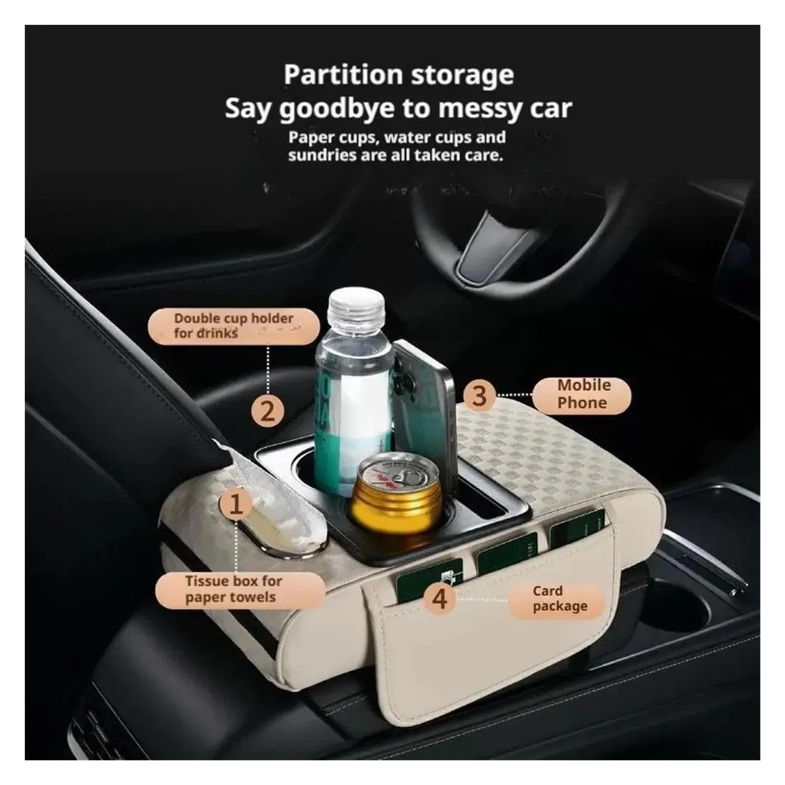 Consola Aumento Altura Almohada Reposabrazos Coche Universal