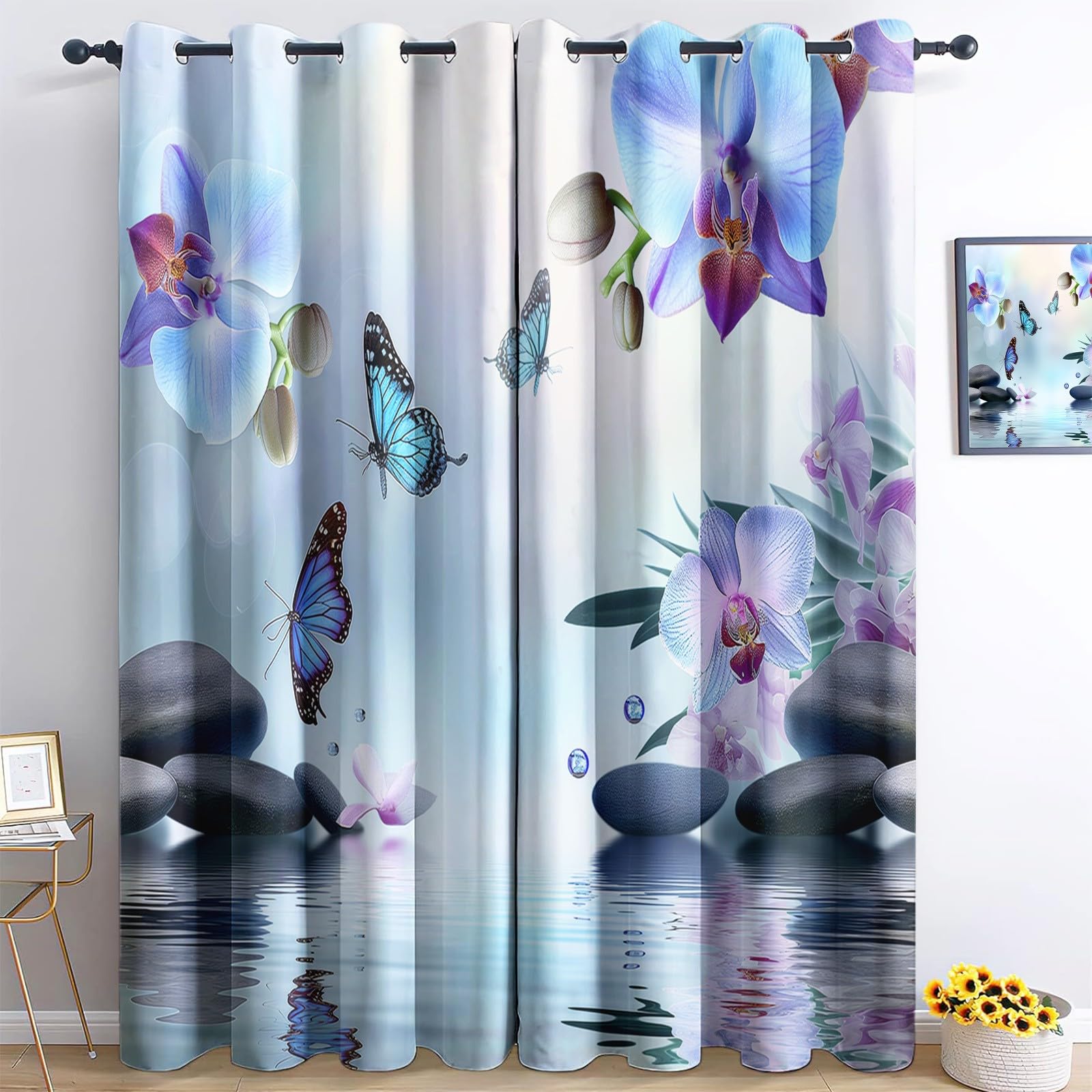 Rideaux occultants orchidée pour chambre d'enfant et salon zen