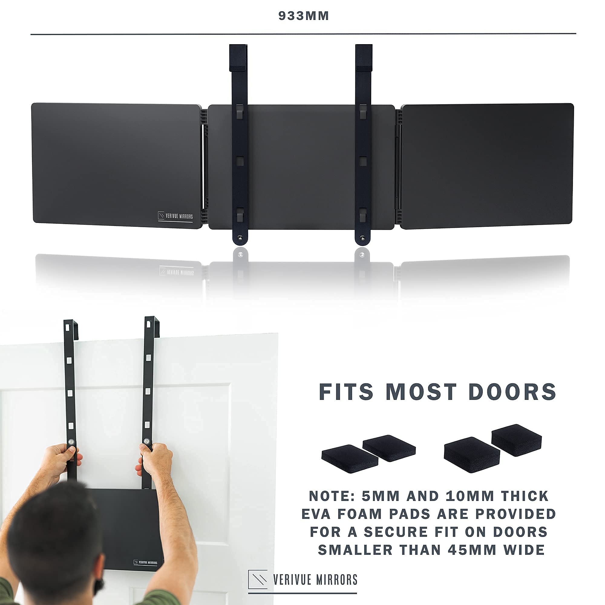 Verivue 3 Way Self Haircut Mirror, Trifold 360 Mirror for Cutting/Styling Hair, Shaving, Makeup