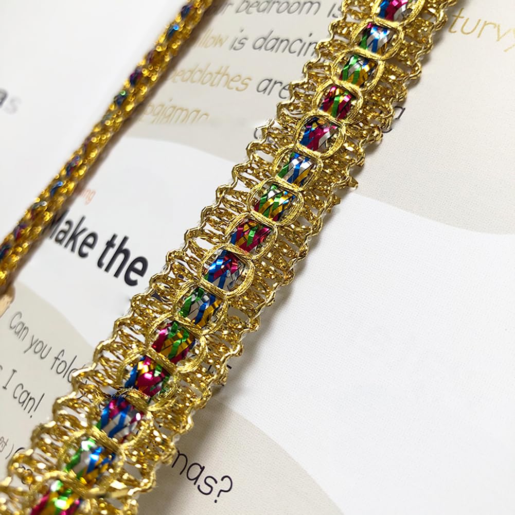 25 Yards Gold Metallic Gimp Braid Trim - 0.31 Inch Wavy Polyester Decorative Ribbon For Sewing, Gift Wrapping & Home Decor