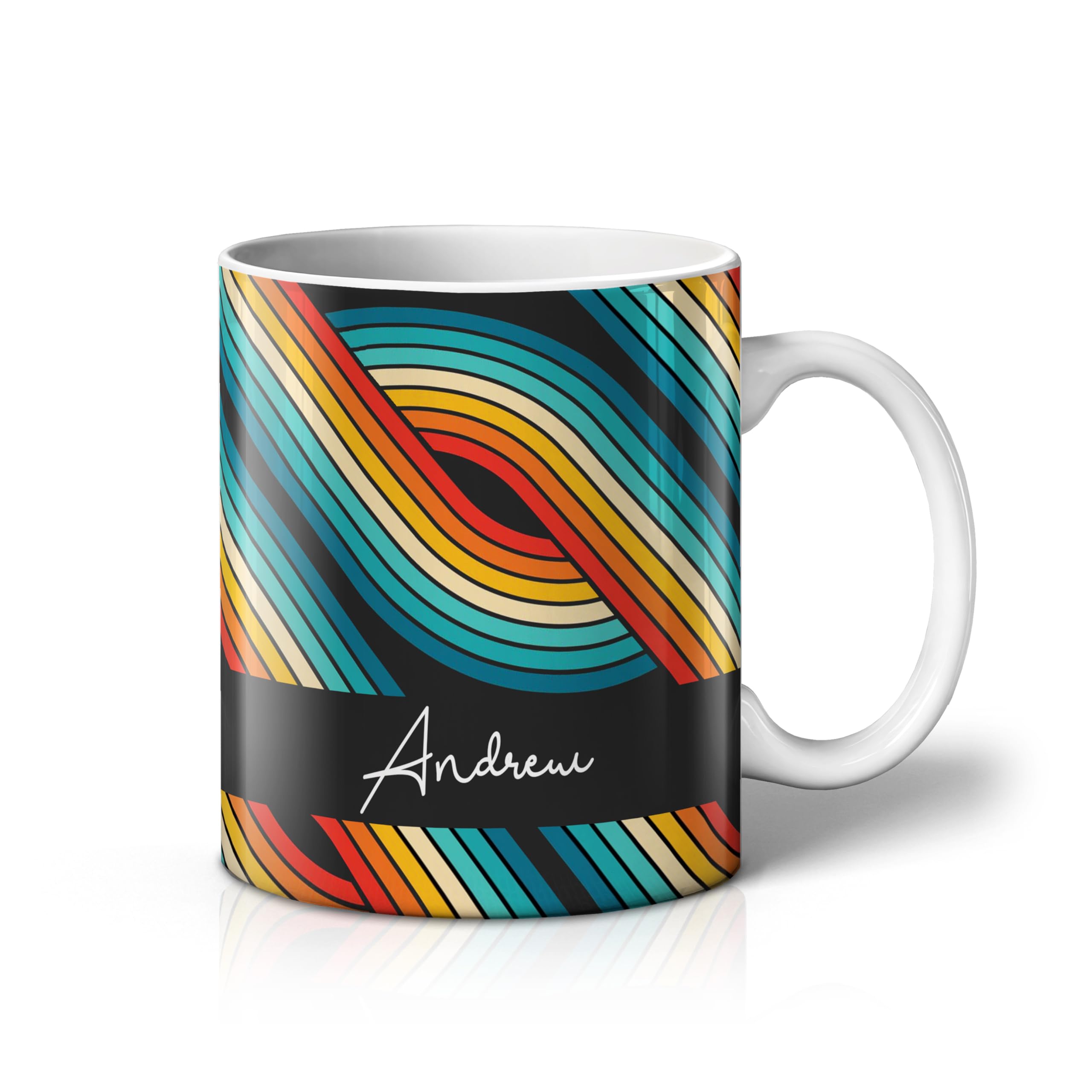 iCaseDesigner Personalised Retro Vintage Mug with Any Name – Custom Coffee Mug – 11 Oz Tea Cup – Unique Customised Gift for Men, Women, Work, Birthdays and Anniversaries - 20. Rainbow Weave
