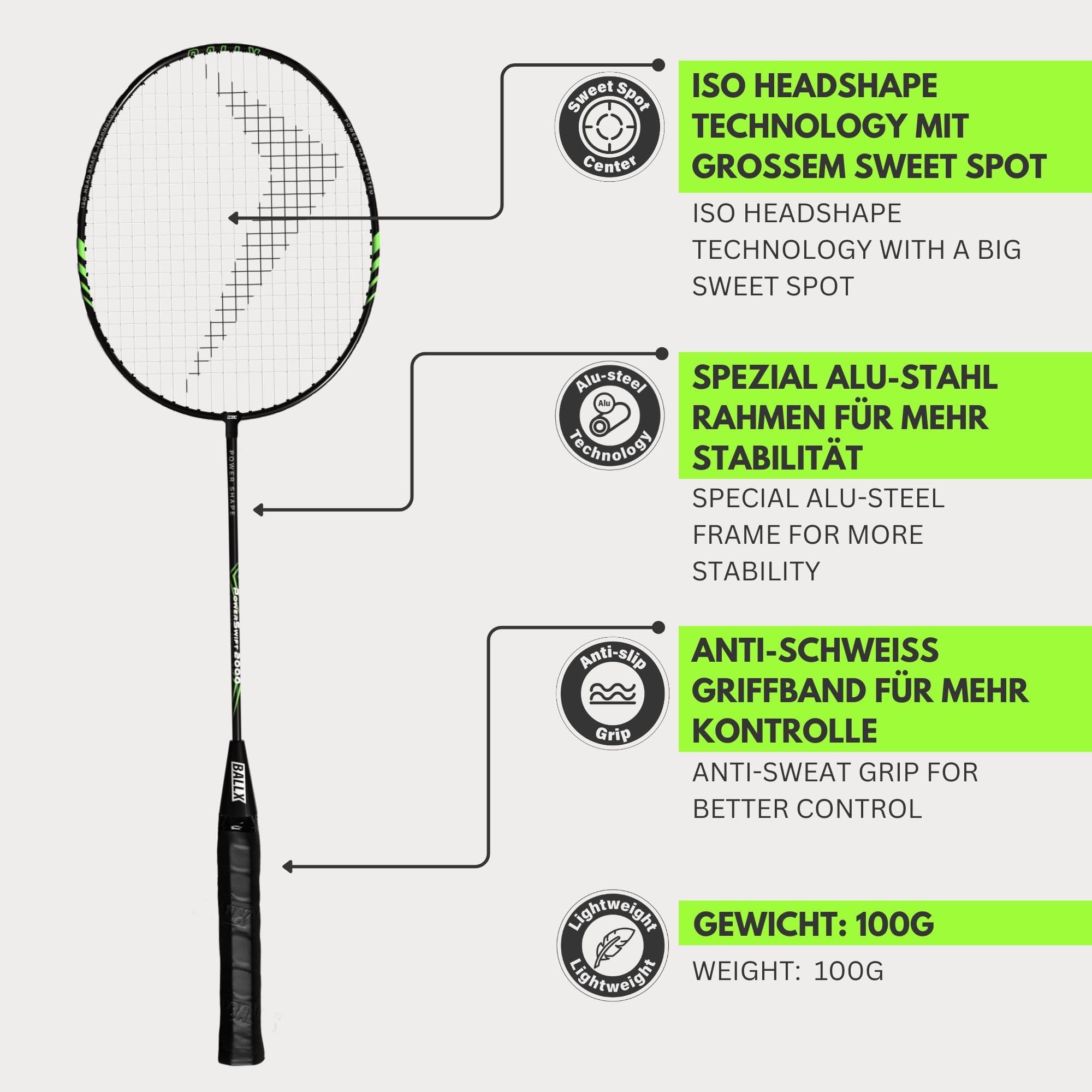 Badminton 2er Set [INKL. FEDERBÄLLE & Tasche] - Freizeit Federballset - Schläger Set - Badmintonschläger & Federbälle für Erwachsene