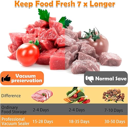 Miniatura 5 de Máquina selladora al vacío para alimentos, ahorro automático de alimentos secoshúmedos con pantalla digital, operación de un solo toque, barra de