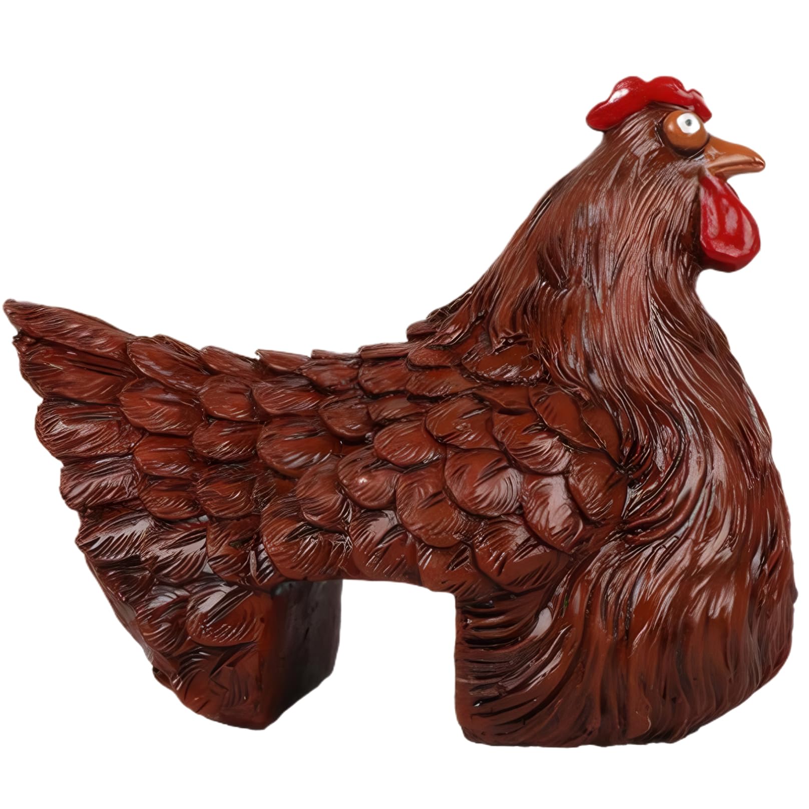 Décoration de poulet marron réaliste pour clôture de jardin en résine