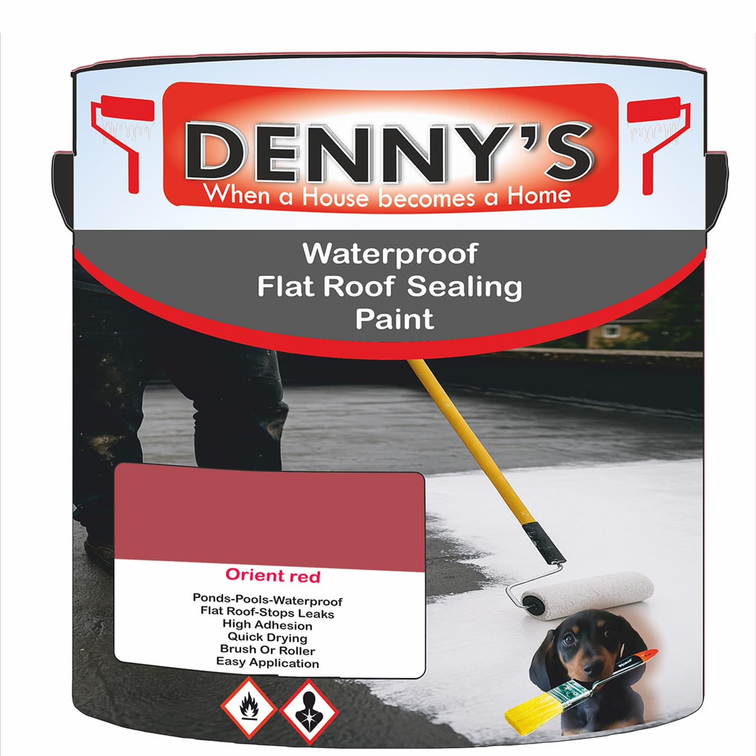 SCOOBYS PAINTS BACK IN THE MIX Chlorinated Rubber Flat Roof Paint – Waterproof Roof Sealer & Leak Repair Coating, Quick Drying, High Adhesion (Orient red, 2.5 Litre Tin)