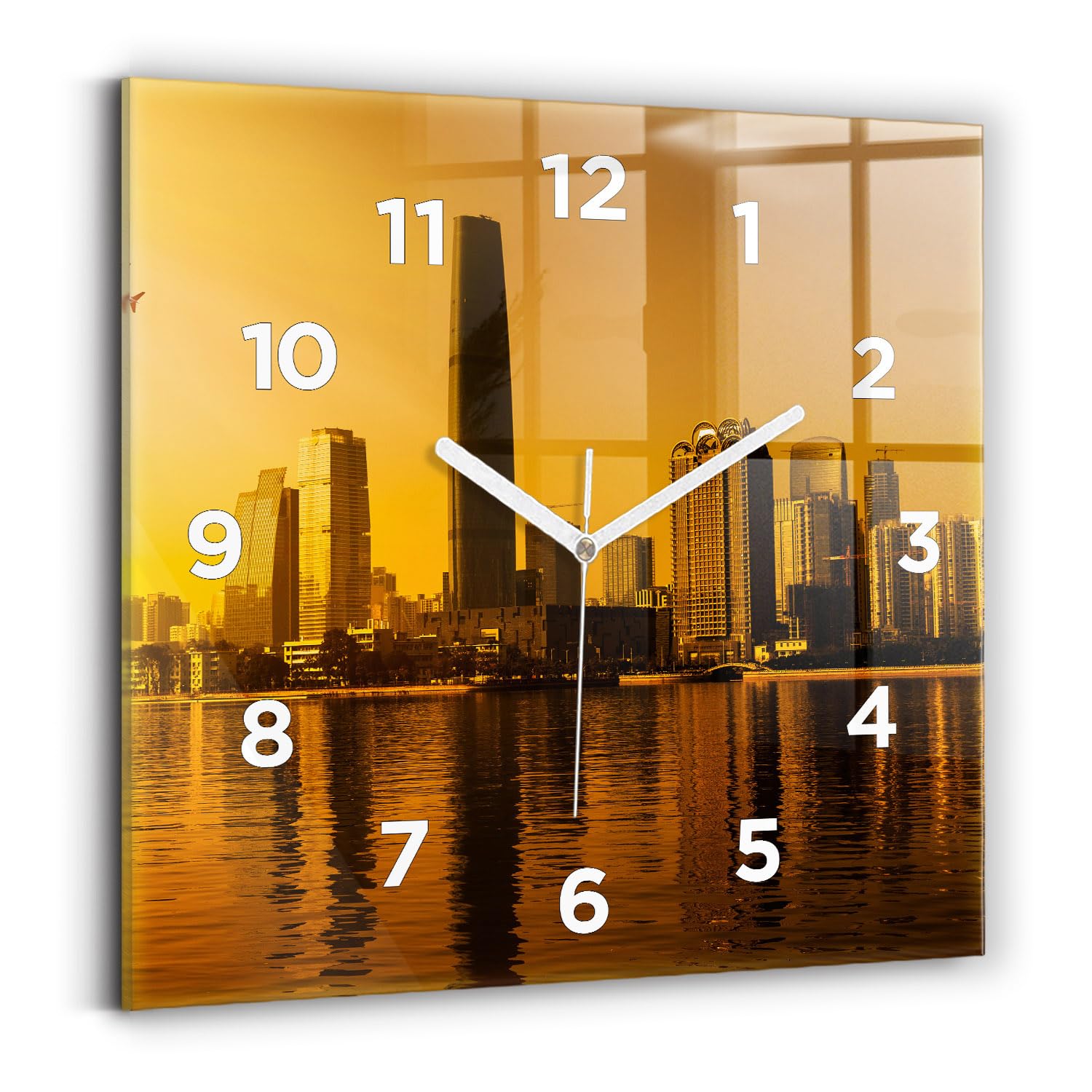 Horloge murale carrée 30x30 cm à mécanisme silencieux Wallfluent avec aiguilles blanches