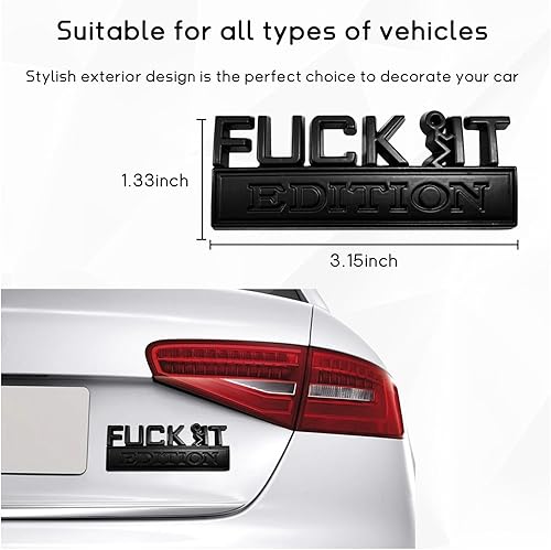 Miniatura 2 de Fuck It Edition Emblema para automóvil, calcomanías de decoración de parachoques de auto, calcomanía para guardabarros laterales 3D para el
