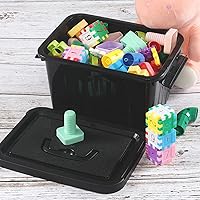 Vista 5 de Contenedor de plástico de 6 cuartos de galón con asas, negro, 6 paquetes