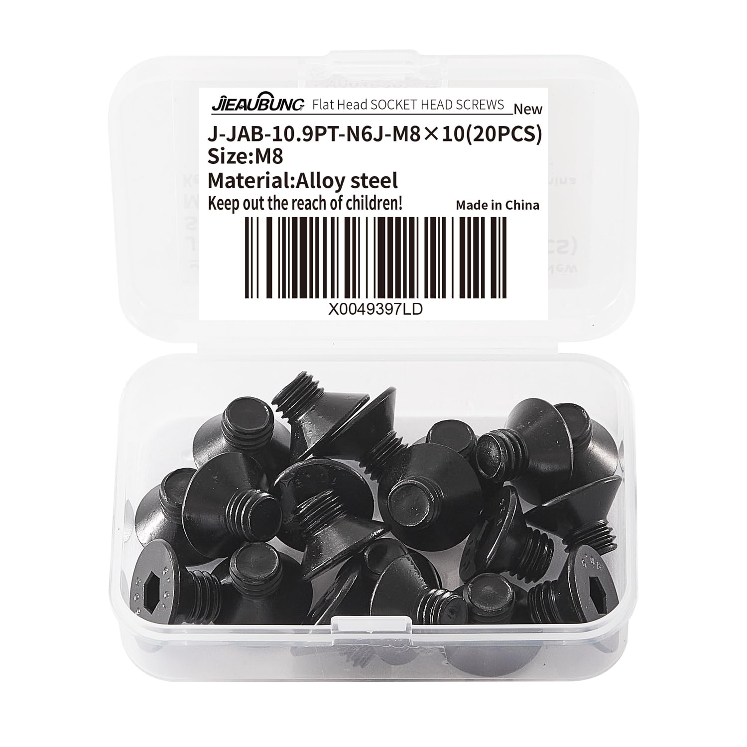 20PCS M8-1.25x30mm Black Oxide Alloy Steel Flat Head Socket Screws - 10.9 Grade Metric Allen Bolts