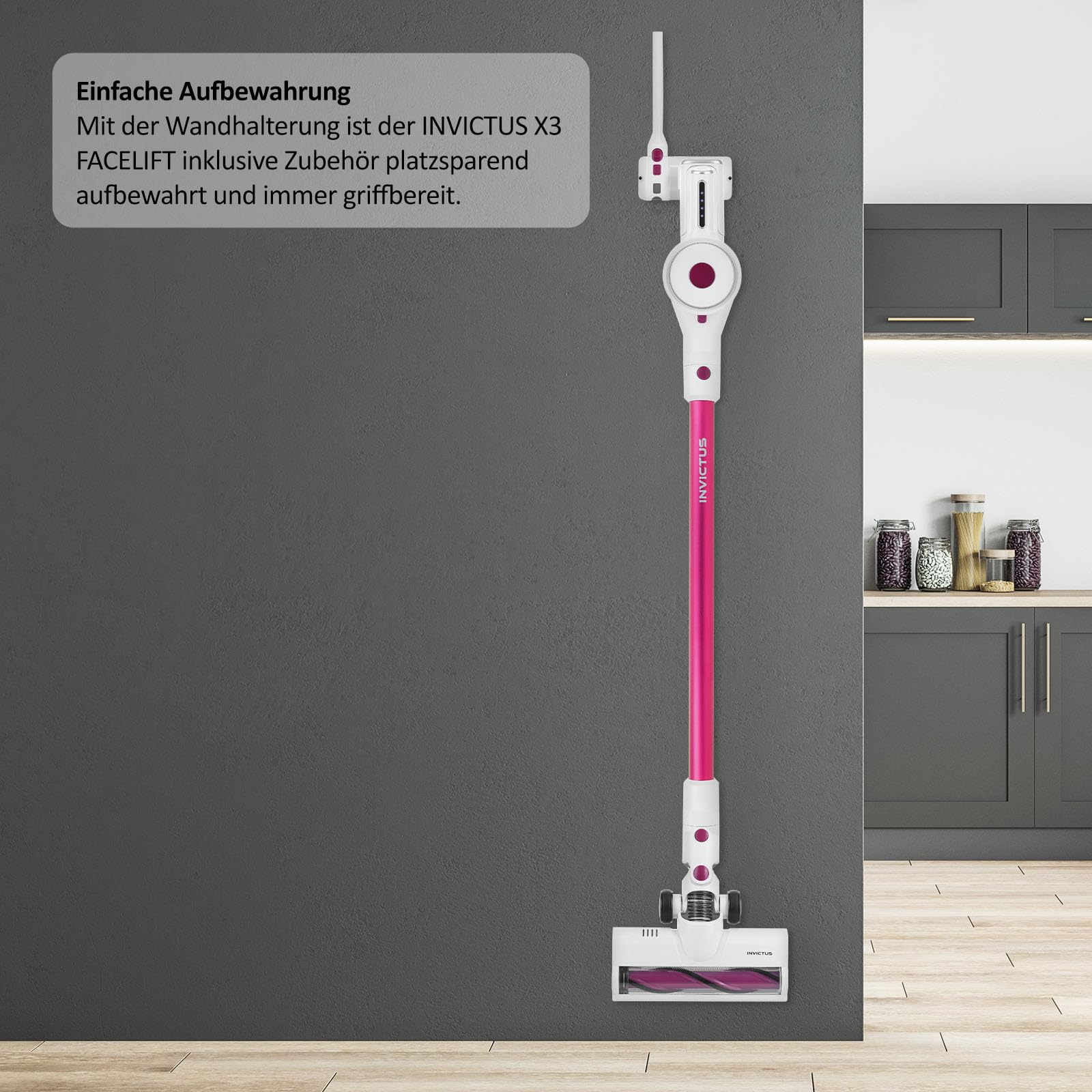 Genius A06153, Aspirateur sans Fil, Rose Bonbon, Ca. 118 x 24 x 21 cm