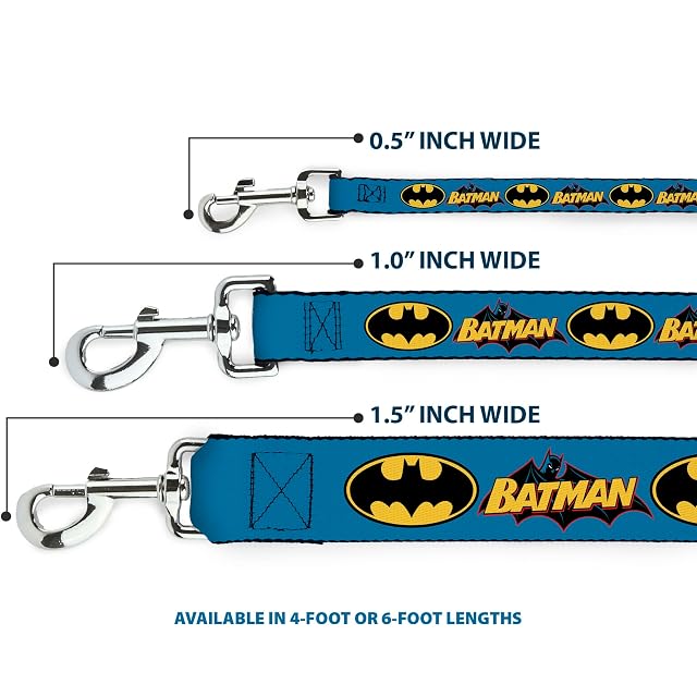Foto 3 de 6 de Buckle Down "Vintage Batman Logo & Bat Signal Azul Pet Leash, 6" x 1.5"
