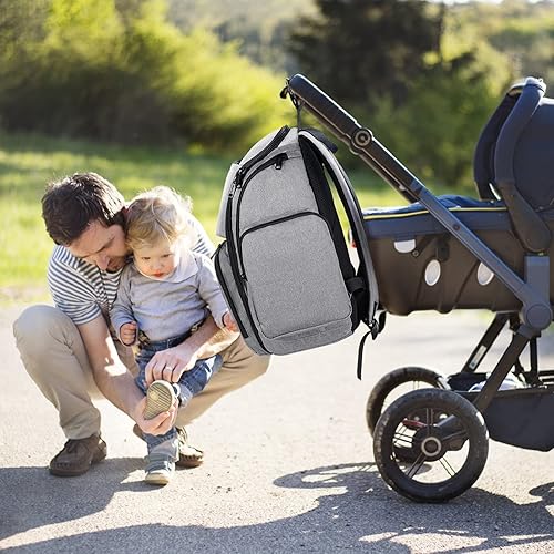 Miniatura 7 de Mancro - Mochila, pañalera, Mochila para pañales para papá y mamá, bolsa de viaje para mujeres y hombres, L, 1-gris