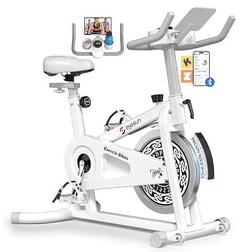 Exercise Bikes for Home,Indoor Cycling Bike with Adjustable Friction,Brake Pad Resistance Silent Belt Drive,330lbs Weight Capacity &Upgraded Version Seat for Home Cardio&Weight Loss