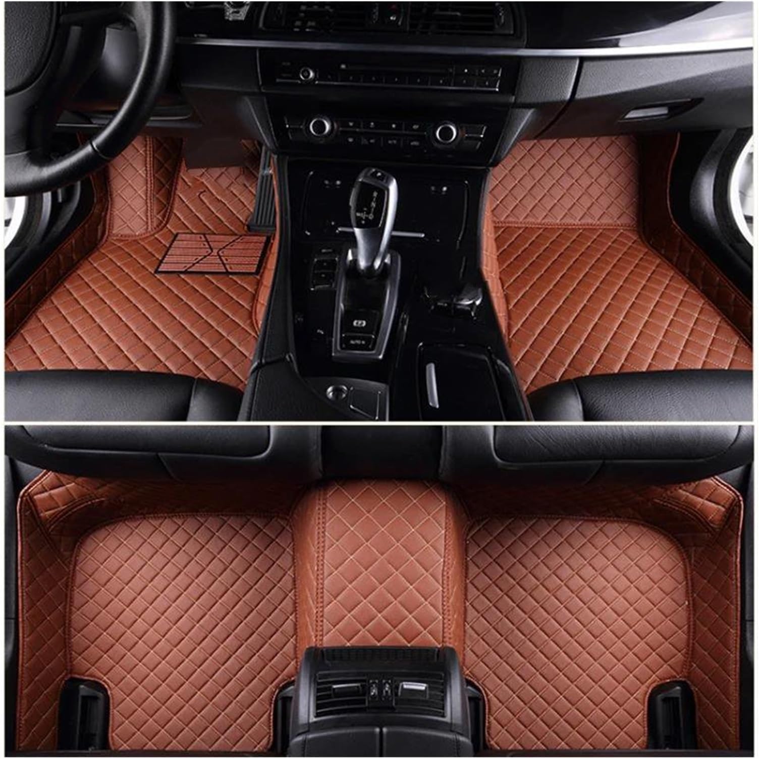 Car Floor Mats LHD For Lexus For ES For ES300h 2018-2022 Years Artificial Leather Anti-fouling Floor Mats Car Accessories Floor Carpets Matts Liners(Brown 5 seats)