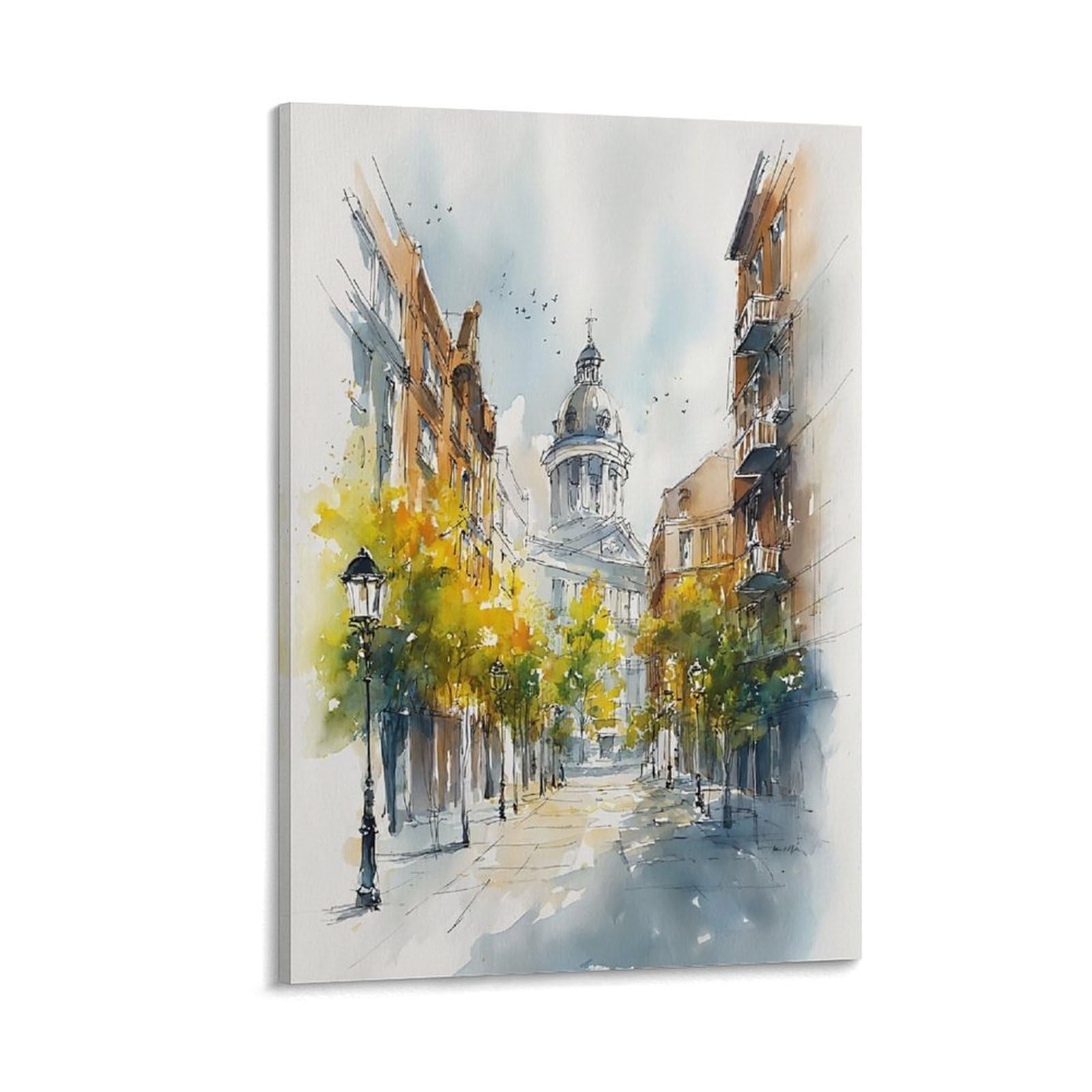XWYMXZ New Orleans Watercolor Louisiana 20x30inch(50x75cm) Vintage Travel Poster Watercolor Canvas Art