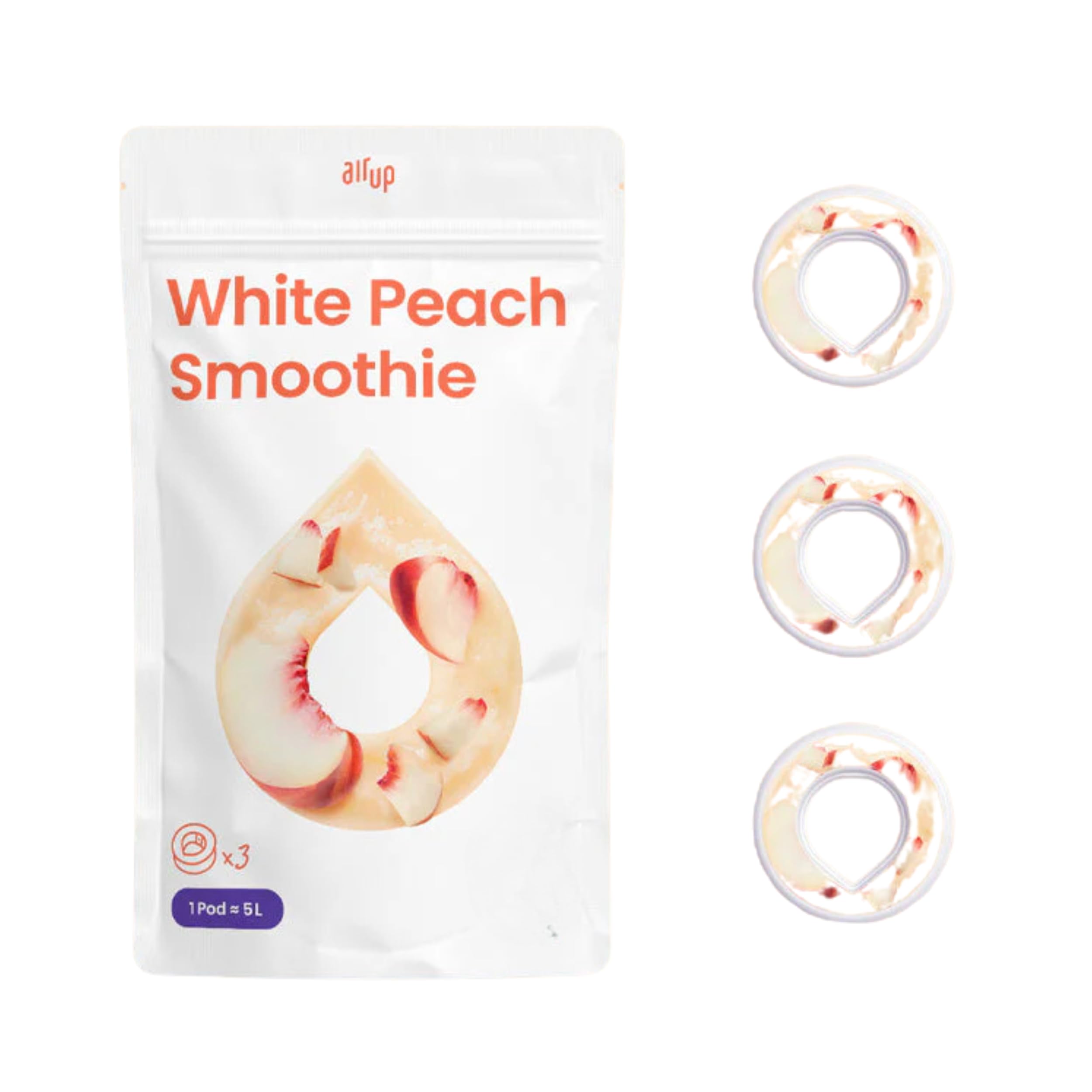 Duft-Pods Original für Air Up Flasche mit erfrischendem Weißer Pfirsich Smoothie-Geschmack - 0 Zucker, 0 Kalorien nur natürliches Aroma - 3x Air Up Pods für 15L Wasser mit Geschmack durch Duft