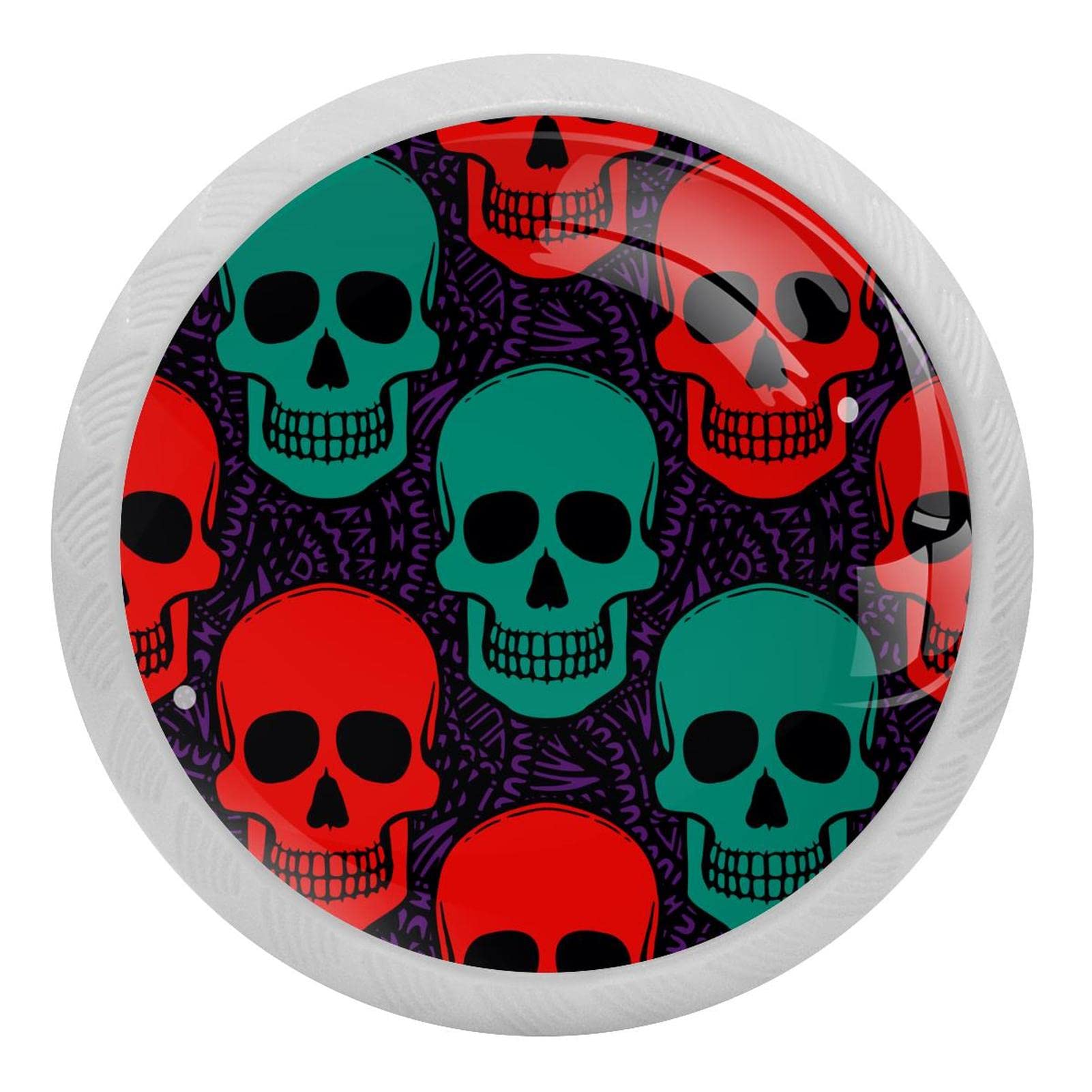 Poignées pour placard de cuisine fluorescentes et crâne vert rouge pour customiser