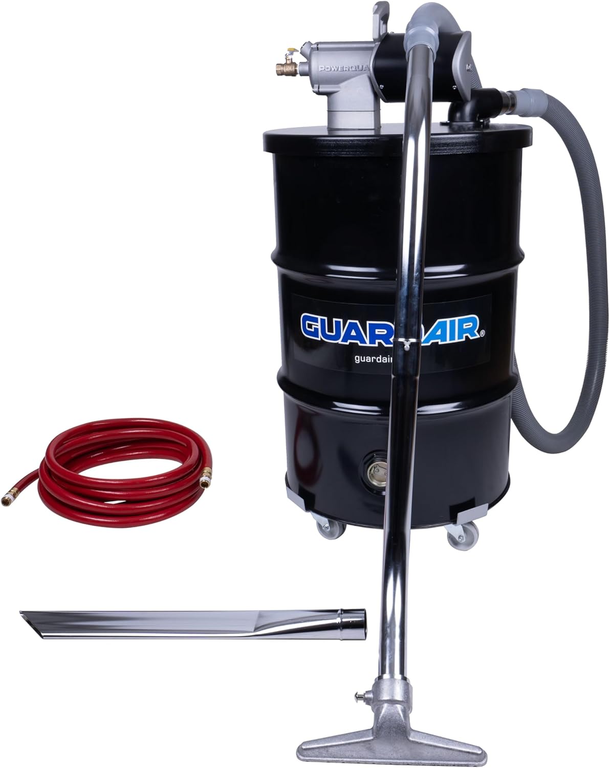 Guardair 55-Gallon Pneumatic Vacuum w/ 2 Inch Inlet, Diecast Aluminum Engine, Liquid Shutoff Assembly for Wet and Dry Applications (PQ55C200)